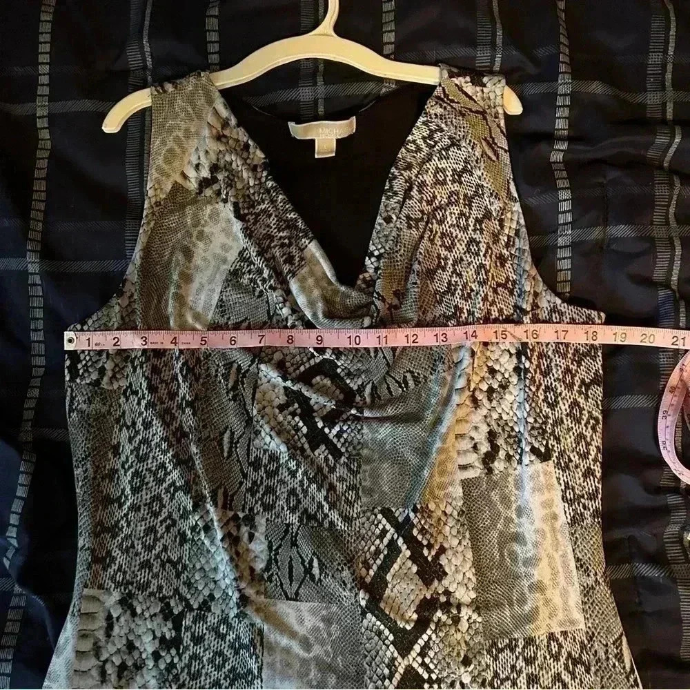 Michael Kors Snake Print Color Block Drape Neck D… - image 6
